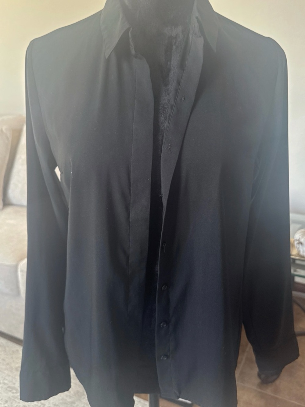 Express Black Long Sleeve Button-Up Shirt Dress